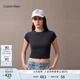 Calvin KleinJeans春夏女士休閑通勤簡約ck羅紋微彈重磅圓領(lǐng)短袖T恤J224948 BAN-石墨灰 M