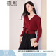 香影法式酒紅色v領(lǐng)針織開衫女2025春秋新款氣質(zhì)收腰外穿毛衣外套 紅色 M