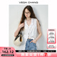 VEGA CHANG襯衫女2025新款夏季輕薄透氣正反兩穿背心休閑V領(lǐng)荷葉邊無袖小衫 高級白 M