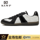 KLWP香港男鞋絲綢德訓(xùn)男夏季新款小眾復(fù)古國潮風(fēng)休閑運動平底低幫 墨白色 44
