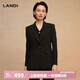 藍(lán)地（LANDI）赫本風(fēng)優(yōu)雅通勤西裝外套西服一?？坌奚鞳L女2025春新品 石墨黑 XL