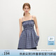 范思藍(lán)恩抹胸傘狀打攬連衣裙女2025夏新款經(jīng)典藏青格紋裙子2520 藏青格子 XS