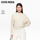 VEROMODA針織衫新款含綿羊毛圓領(lǐng)蝙蝠袖紐扣針織上衣 瑰鹽白色 S