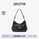 GROTTO個樂經典迷你hobo植鞣綿羊皮輕便單肩斜挎小軟包七夕禮物 經典黑（金標MINI） MINI