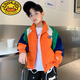 G.DUCKKIDS童裝男童外套新款兒童春秋款長(cháng)袖夾克風(fēng)衣中大童拼色沖鋒衣酷 橘色 160 建議身高150-160cm 11-12歲
