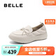 百麗蝴蝶結(jié)氣質(zhì)便士樂福鞋女2025新款春商場真皮鞋D4B1DAA5 米白色 37