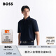 BOSS【七夕節(jié)禮物】【絲光棉】男士雙重交織字母絲光棉短袖Polo衫 404-深藍(lán)色 XL