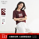 熙然2025春夏新款圓領(lǐng)寬松立體花朵刺繡短袖T恤女高級感氣質(zhì)上衣 安可拉紅 S