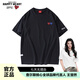 查爾斯桃心【黃霄云同款】短袖T恤男女情侶款雙愛(ài)心刺繡圓領(lǐng)寬松透氣黑色L