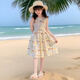 女童連衣裙兒童夏裝2025新款碎花純棉裙子寶寶吊帶裙小女孩公主裙 碎花背心裙 140