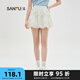 三福半身裙2024夏季碎花防走光內(nèi)襯雙層短裙女裝483825 白底藍(lán)花（蕾絲下擺） 165/68A/M