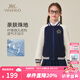 英氏（YEEHOO）女童外套兒童棒球服秋季時(shí)尚學(xué)院風(fēng)休閑上衣中大童裝洋氣秋裝新款 字母棒球深藍(lán) 140
