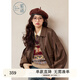 紫涵（ZIHAN）紫涵短款寬松皮衣外套女秋季美拉德翻領(lǐng)復(fù)古PU皮夾克上衣 咖色 M