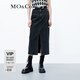 MO&Co.牛仔半身裙春秋設(shè)計(jì)感高腰開(kāi)叉做舊磨白黑色直筒棉質(zhì)摩安珂 牛仔黑色-第2批 S 160