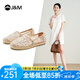 快樂瑪麗（J&M）平底單鞋女2025春季新款小香風(fēng)漁夫鞋鏤空透氣百搭懶人一腳蹬女鞋 粉紅色 39 245mm