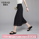 婭麗達(dá)（YERAD）松緊高腰裙褲女夏款2024新款黑色女褲小個(gè)子休閑褲 黑色 (A0) L