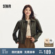 森馬外套女翻領寬松酷颯風春秋復古質感PU仿皮夾克109524108004