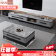南屋九格 巖板茶幾電視柜組合現代簡(jiǎn)約伸縮電視柜意式小戶(hù)型客廳落地電視 1.2M茶幾+三抽電視柜 黑白色