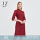 玖姿（JUZUI）商場(chǎng)同款中式旗袍女裝春季蕾絲國(guó)風(fēng)連衣裙JWCC50022 酒紅 XL