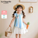 La Chapelle拉夏貝爾女童連衣裙夏裝2025新款女寶夏季裙子兒童洋氣無袖背心裙 藍(lán)色 160 建議身高151-160cm