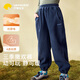 檸檬寶寶兒童褲子搖粒絨男女童寬松休閑褲百搭束腳外穿運動(dòng)長(cháng)褲 藏藍 140