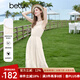 百圖betu女裝2025夏季新款連衣裙無袖西米亞吊墜花邊裙子女2507T49 淺杏色 S