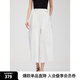 ELLE法式白色休閑褲女高腰顯瘦2025夏季新款時(shí)尚小眾通勤闊腿褲 白色 M