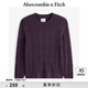 ABERCROMBIE & FITCH男裝24秋冬款美式復(fù)古經(jīng)典小麋鹿絞花長袖針織衫毛衣KI120-4197 深紫色 M (180/100A)