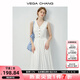 VEGA CHANG白色連衣裙女2025新款夏簡約氣質(zhì)設(shè)計感法式高級感V領(lǐng)繡花背心裙 象牙白 S