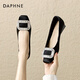 達芙妮（DAPHNE）法式百搭通勤船鞋女氣質(zhì)時(shí)尚水鉆方扣晚晚風(fēng)淺口單鞋女 黑色  39