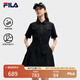 FILA 斐樂(lè)官方女裝梭織工裝連衣裙2025夏季新款時(shí)尚涼感防曬收腰裙子 正黑色-BK M 165/84A/M