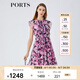 PORTS寶姿女裝春夏新品時尚碎花圓領(lǐng)短袖連衣裙LM8D240MPP109 丈青印花 M (6)
