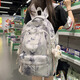 雙星書包女初中生日系蝴蝶大容量雙肩包小學(xué)生四到六年級(jí)背包補(bǔ)習(xí)包男 灰色【帶小狗掛件】