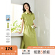 梵希蔓系帶抽繩抹茶綠純棉連衣裙女2025年夏季新款收腰直筒長(zhǎng)裙子 A1810 抹茶綠 M