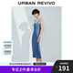 UR2025春季新款女裝復(fù)古假兩件后開衩牛仔連衣裙UWM850086 藍(lán)色 XS