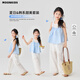 優(yōu)優(yōu)1點(diǎn)（Yoyo one）女童韓系套裝褲子兩件套吊帶2025夏季新款兒童多巴胺時(shí)髦女孩夏裝 19065藍(lán)色假兩件+15301白色 140 140cm
