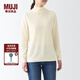 無印良品（MUJI）女式 天竺 可水洗 半高領毛衣 長袖針織衫  BAG14A2A 米白色 XS 150/76A