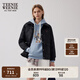 Teenie Weenie小熊棉服女冬裝簡約休閑風(fēng)時髦翻領(lǐng)輕薄棉服外套短上衣 黑色 M (165)