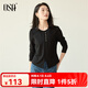 歐莎（OSA）新中式盤扣國風(fēng)長袖T恤2025秋季新款女小開叉寬松慵懶上衣氣質(zhì) 黑色 L