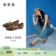 莎莎蘇【美洋同款】2025春新款淺口方頭平底鞋女深棕色豹紋單鞋女鞋 深棕色豹紋 37