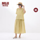 無印良品（MUJI）女式 強(qiáng)捻短袖罩衫t恤上衣女款內(nèi)搭女裝25年夏季新品純棉BCE92C5S 黃色 S （155/80A）