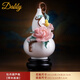 DAFIFY新中式牡丹花葫蘆擺件祝?？蛷d搬家裝飾品喬遷新居送禮禮品 牡丹葫蘆瓶送底座