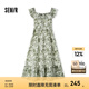 森馬[商場(chǎng)同款]森馬連衣裙女小飛袖荷葉邊度假風(fēng)2024新款夏滿(mǎn)印中長(zhǎng)裙 綠色調(diào)00344 155/80A/S