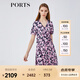 PORTS寶姿春夏新品女裝縫制針織短袖中長(zhǎng)連衣裙 丈青印花 S (4)
