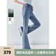 ELLE法式復古顯瘦牛仔褲女2025夏季新款萊賽爾天絲高腰時(shí)尚喇叭褲 牛仔藍（冰膚） S