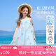ASK JUNIOR親子款裙子夏青少年掛脖吊帶裙兒童連衣裙女大童蓬蓬網紗裙   110