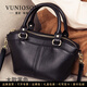 曼尼瓊詩（VUNIQSON）品牌包包女包時尚百搭軟皮迷你手提包真皮托特包韓版單肩斜挎包女 大款黑色