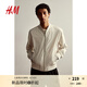 H&M男裝女裝夾克夏季情侶款拉鏈輕便戶外飛行員長袖外套1225195 淺米色 175/100 M