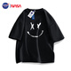 NASA GISS官方潮牌聯(lián)名t恤男圓領(lǐng)純棉寬松大碼短袖情侶上衣 黑色 L 