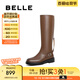 百麗（Belle）時(shí)尚復(fù)古騎士靴女真皮增高厚底長靴3ELB8DG4 棕色 34 (220mm)
